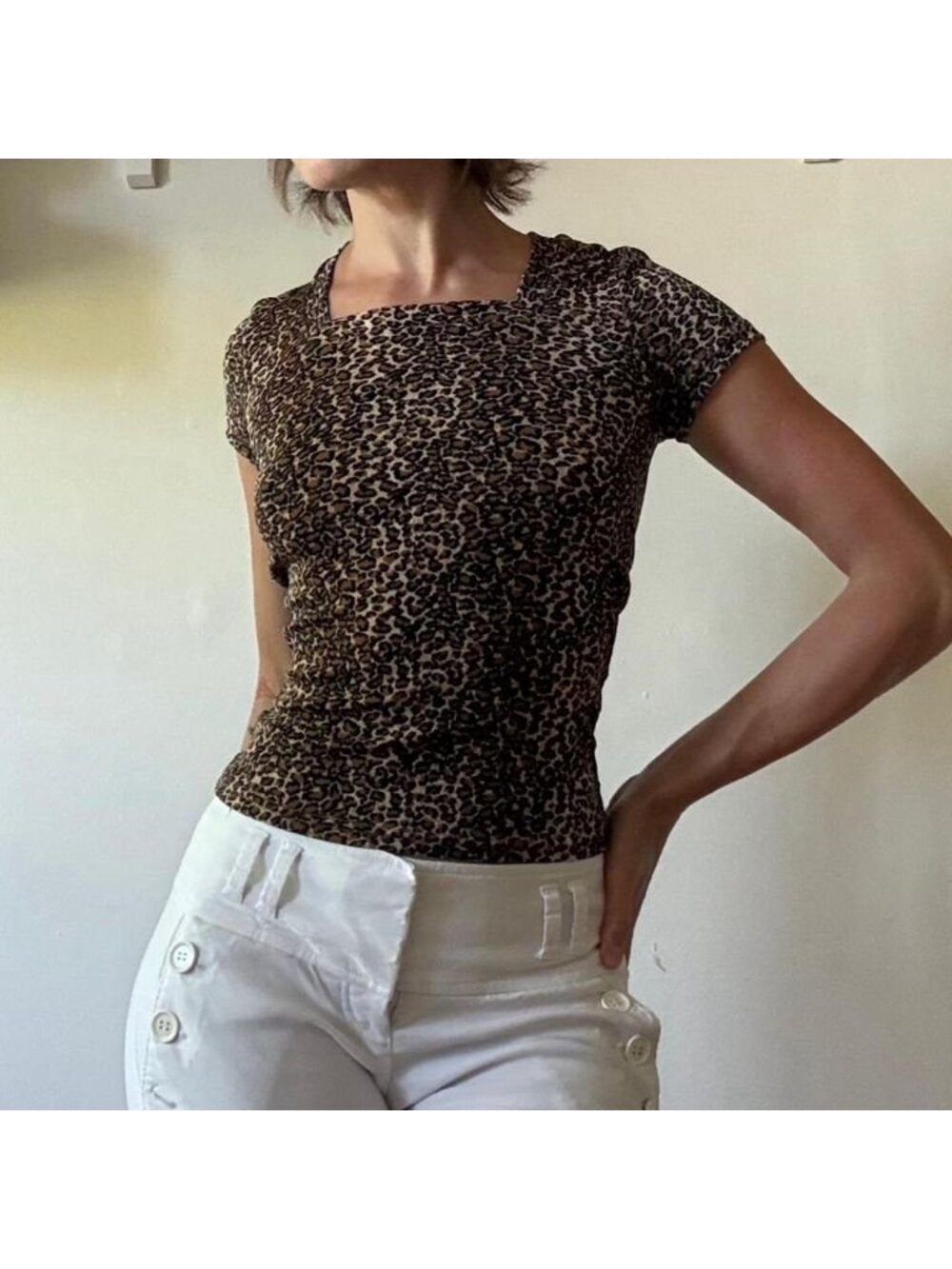 Leopard Square Neck Tee — Unlabeled Vintage